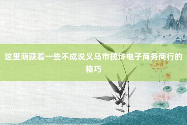 这里荫藏着一些不成说义乌市揽浒电子商务商行的精巧